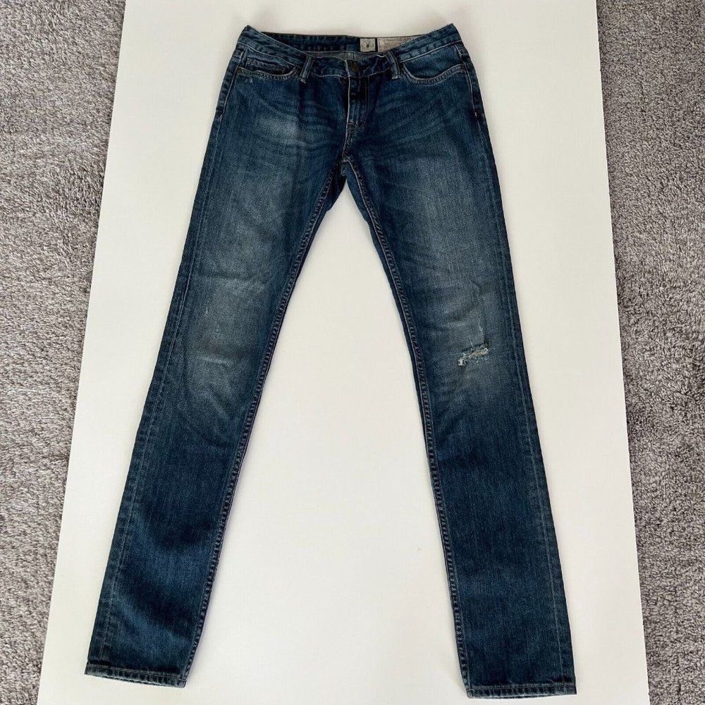 All Saints Jeans Womens Size 27x33 Straight Leg Distressed Medium Wash